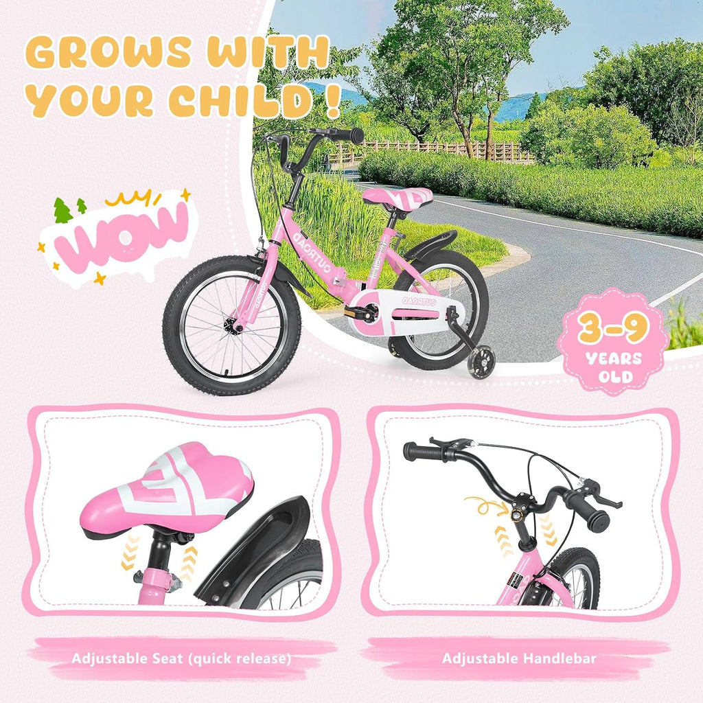 Betterland Folding Kids Bike,14/16/18 Inch Children Bicycle with Training Wheels and Dual Handbrakes Toddler Sport Bicycle for 3-9 Years Old Boys and Girls