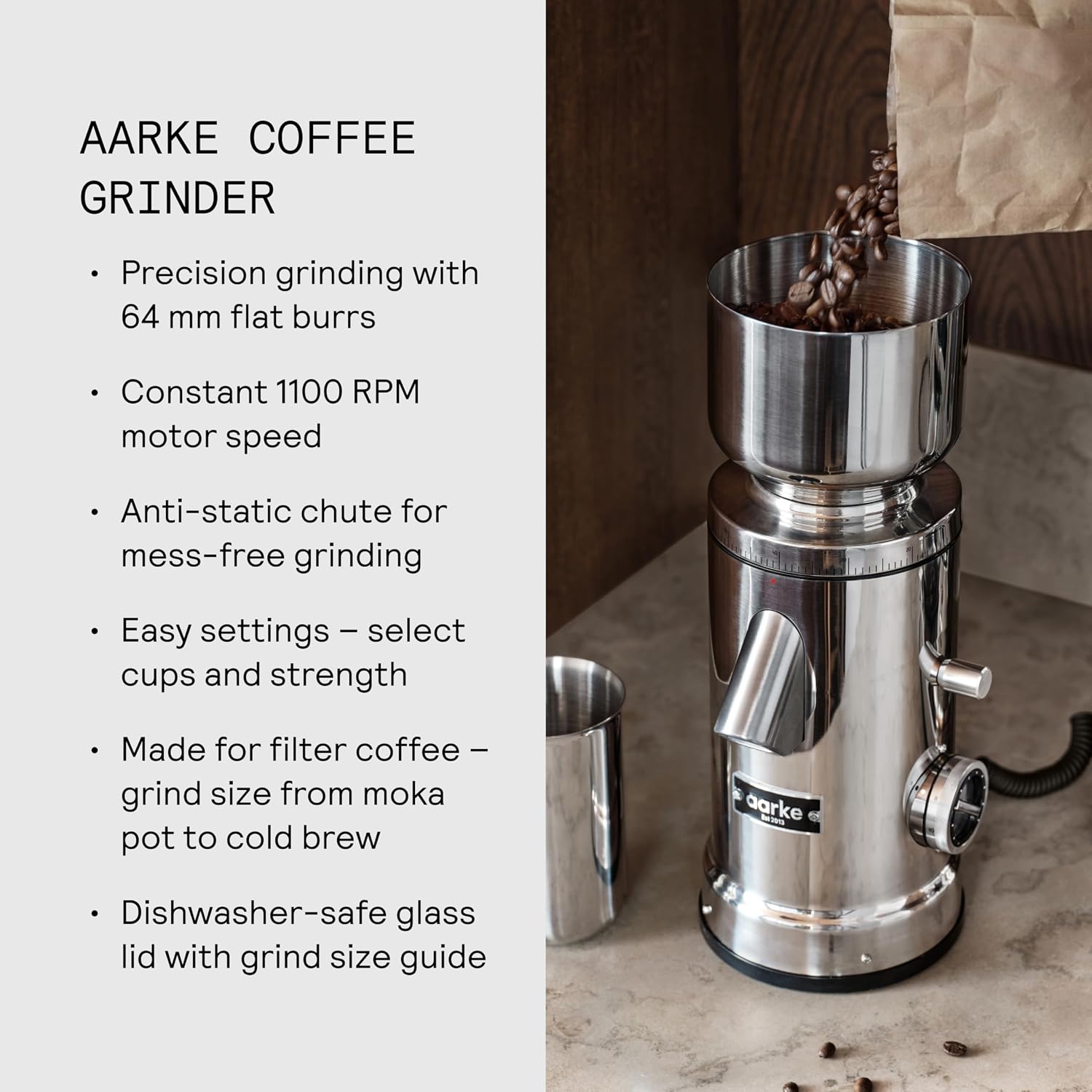 aarke Coffee Maker and Grinder Bundle - Premium Stainless Steel Coffee Maker and Electric Coffee Grinder Included, SCA-Certified, with 60 Grinder Settings, Matte Black