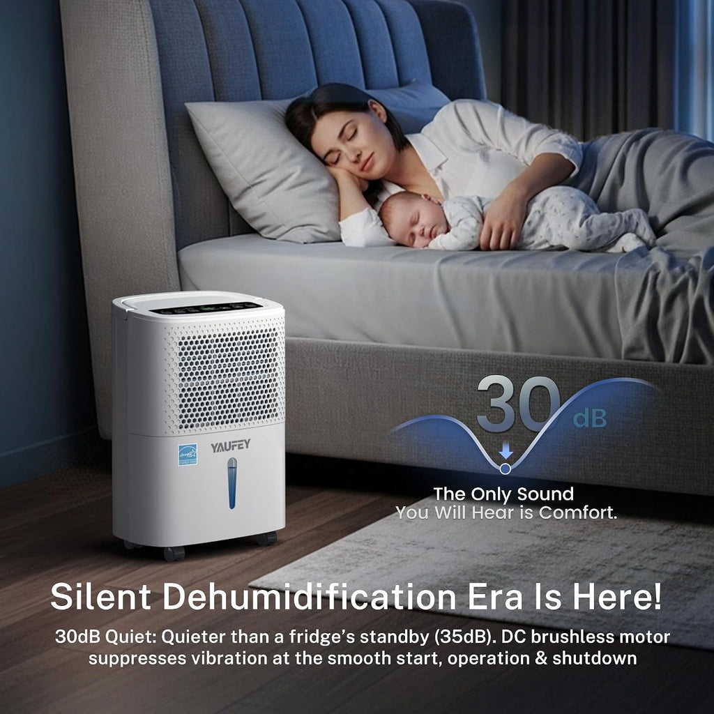 Yaufey 2025 Most Efficient Energy Star Dehumidifier for 2,000 Sq. Ft. Home, Basement and Large Room - Powerful, Quiet with Humidity Control, Timer, Drain Hose and Water Tank