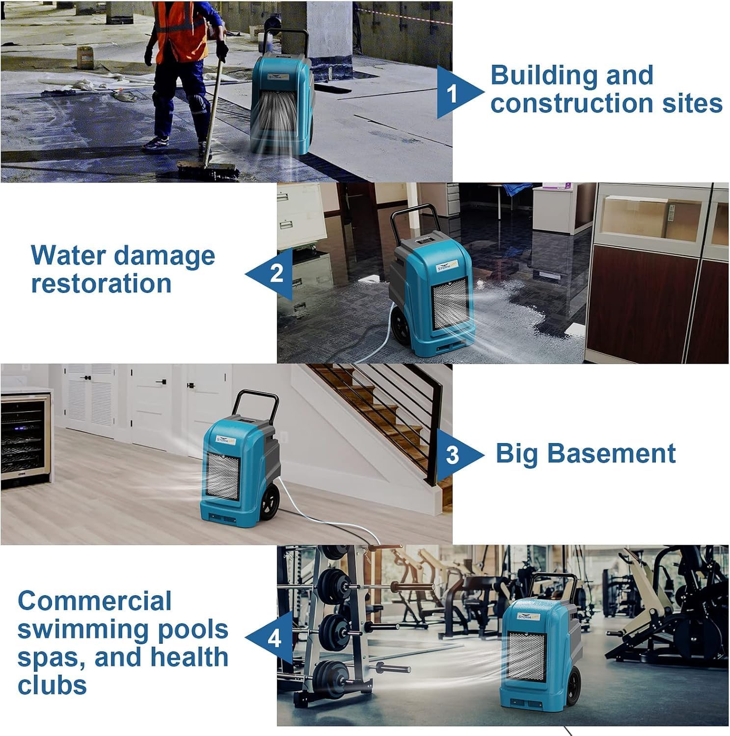 ALORAIR 190 PPD LGR Commercial Dehumidifier with Pump & Drain Hose, Smart APP Control up to 2,600 Sq.Ft Industrial Dehu for Home, Water Damage Restore, Basements, Job Sites, 5 Years Limited Warranty