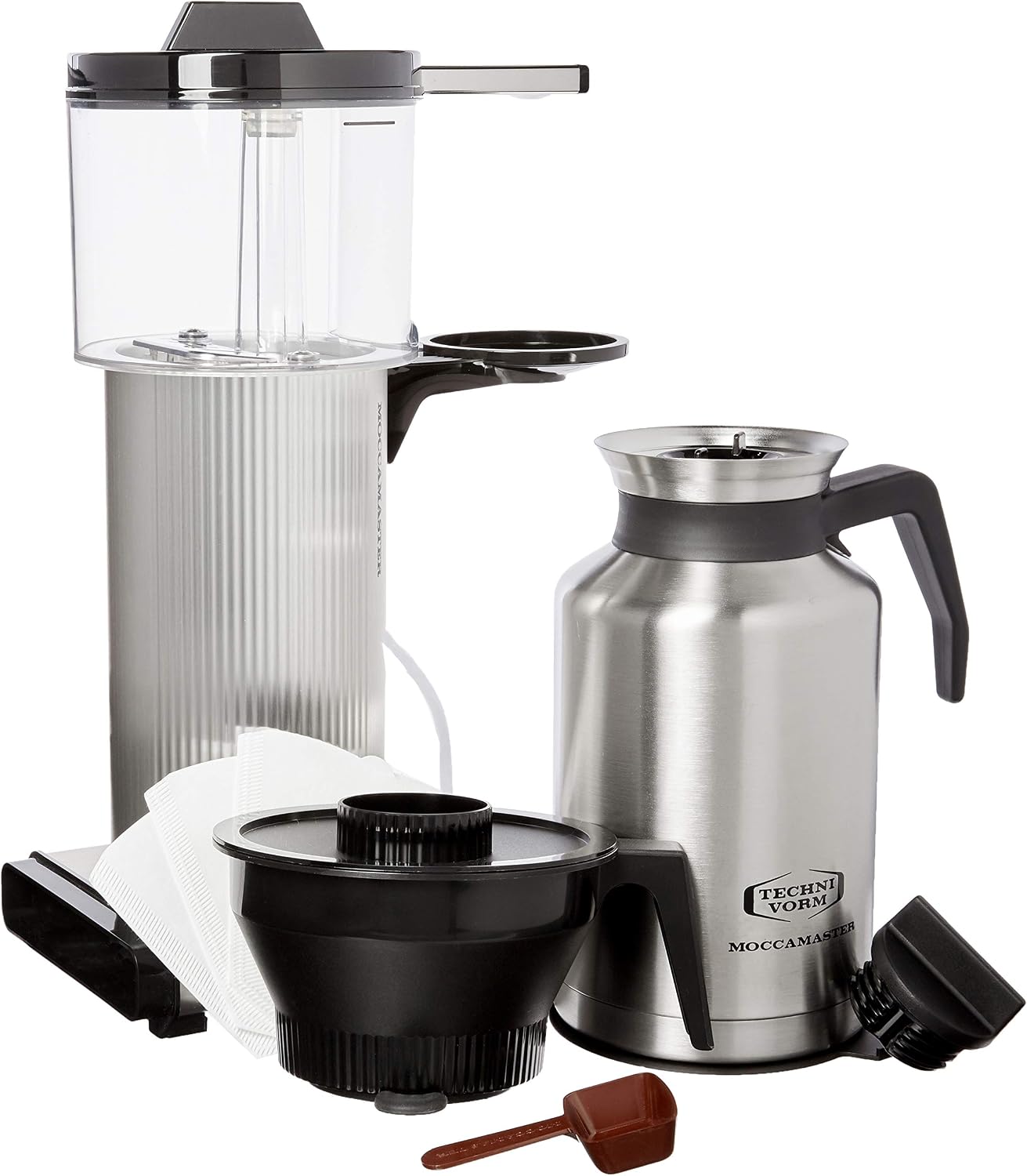 Technivorm Moccamaster 39340 CDT Grand Coffee Maker, 60 Ounce, Silver Moccamaster White Paper Filters, 100 Count (Pack of 1)