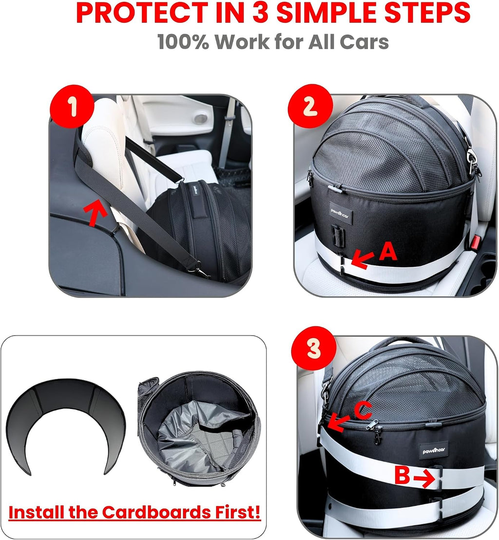 Crash-Tested Portable Small Dog Car Seat & Cat Carrier – CPS Certified for Crash Protection & Safe Pet Travel.