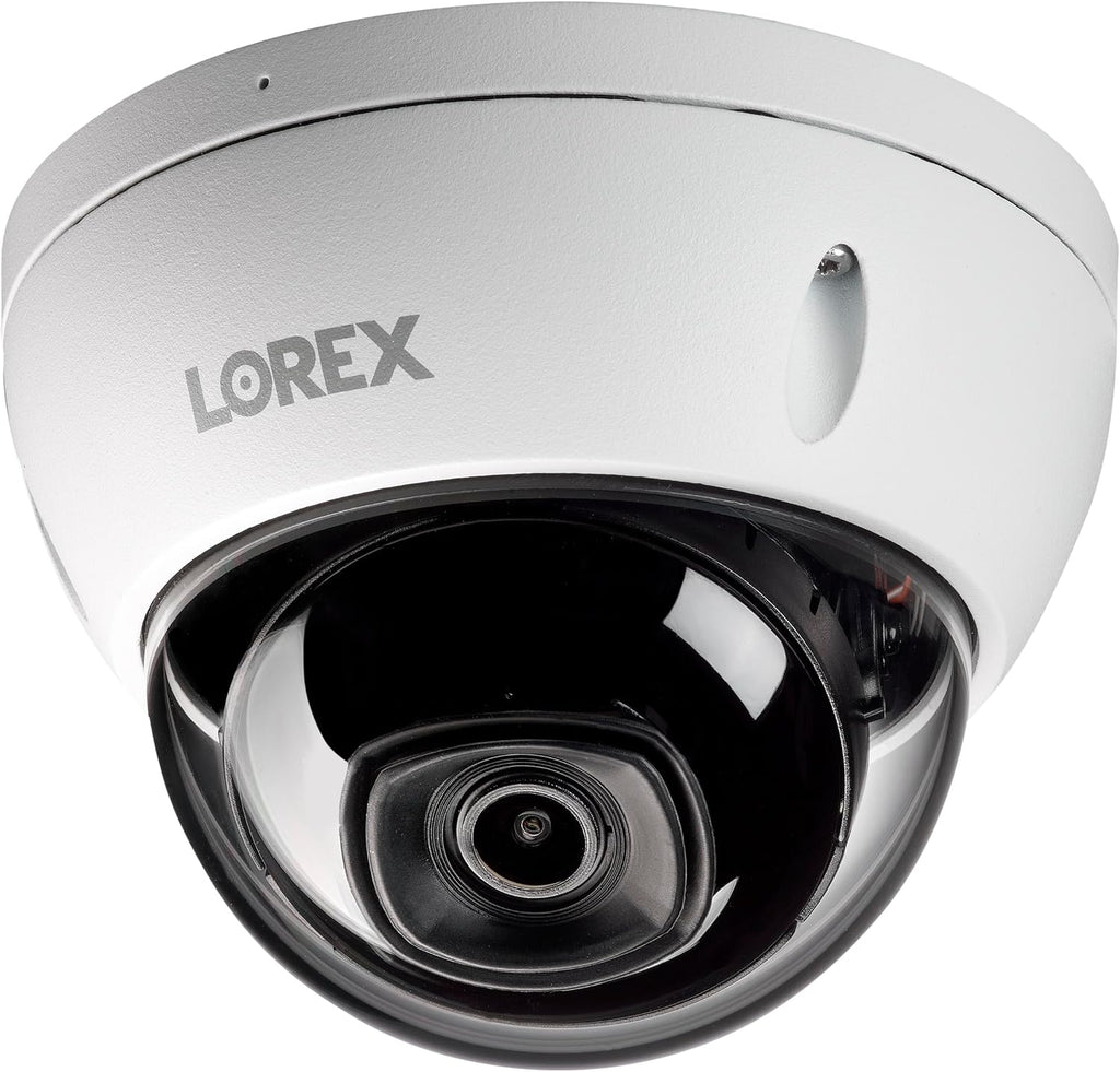 Lorex 4K IP Wired Dome Security Camera | Listen-in Audio | IK10 Vandal Proof Rating | Person and Vehicle Detection | Color Night Vision | IP67 Weatherproof | White