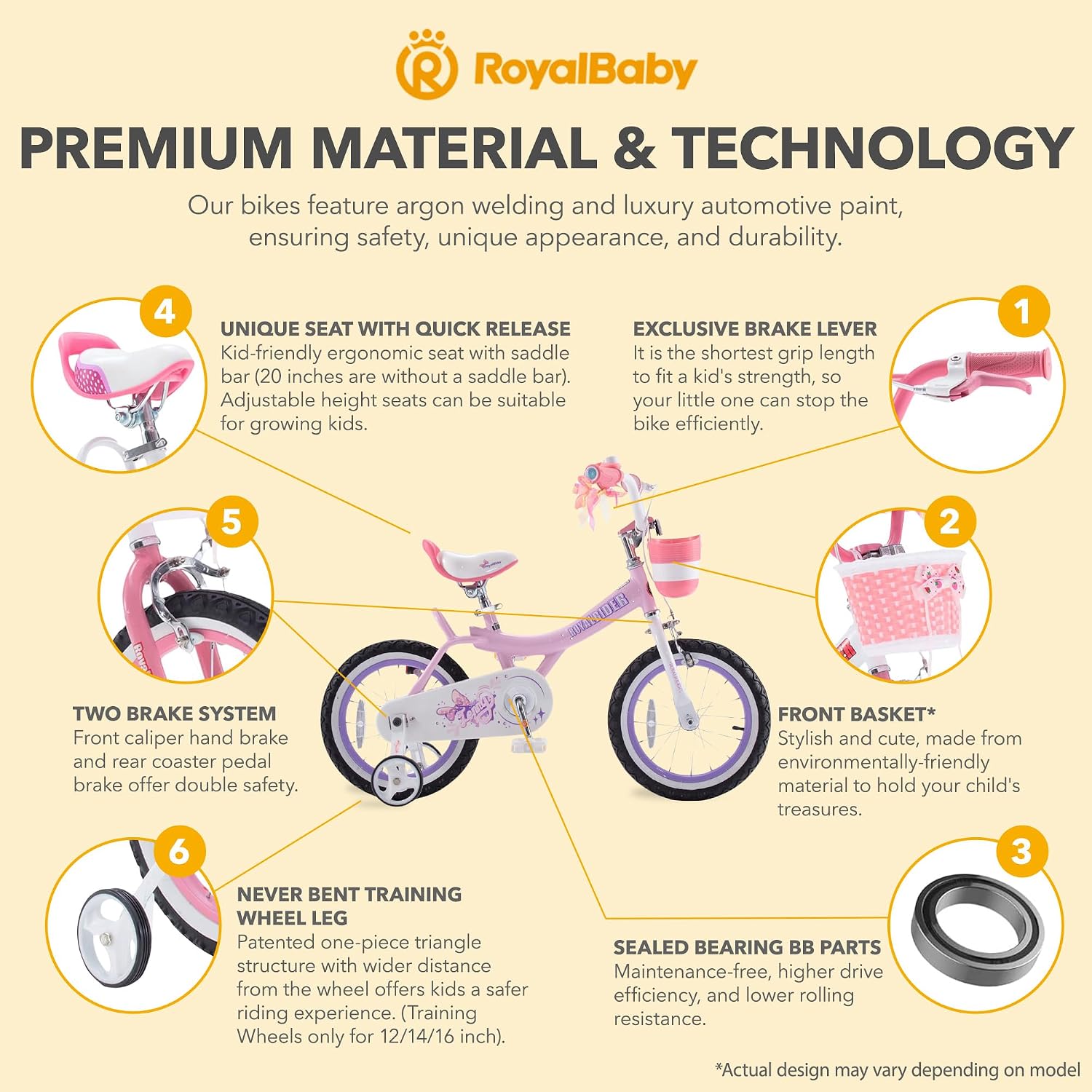 Royalbaby Princess Girls Kids Bike 12 14 16 18 20 Inch Children Bicycle with Basket for Age 3-12 Years