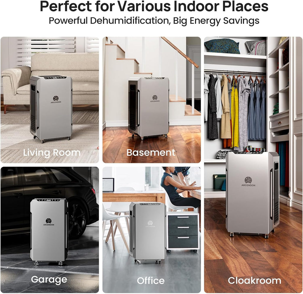 ARGENDON 70 PPD Energy Star Dehumidifier for Basement, Commercial Dehumidifier with Pump and Drain Hose - High-Capacity Moisture and Humidity Control for Homes, Industrial Use, and Large Space