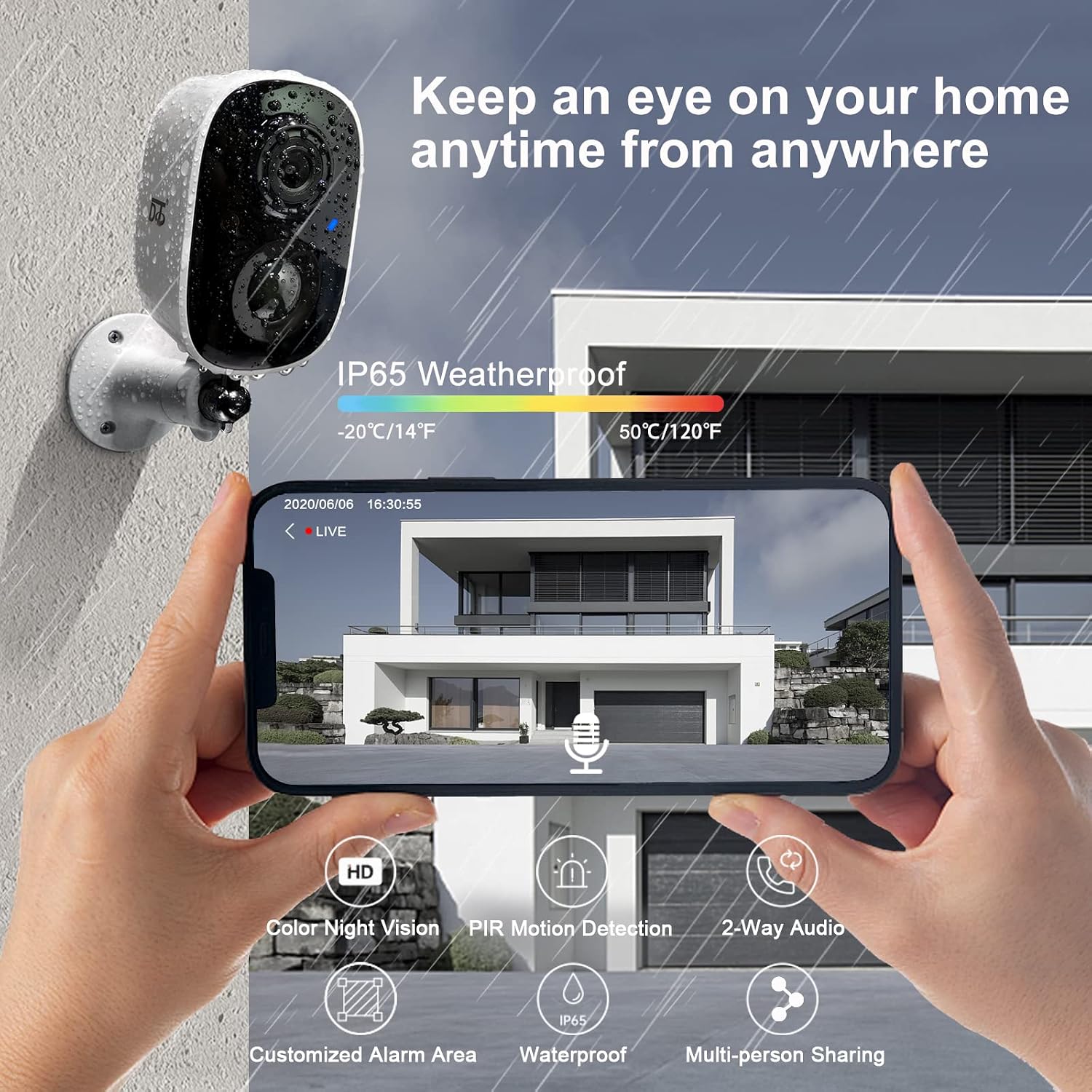 DCT 2Pcs Security Camera Wireless Outdoor, Battery Powered WiFi Surveillance Cameras for Home Security Outside, 2K Color Night Vision AI Motion Detection Siren Alarm Spotlight 2-Way Talk Waterproof
