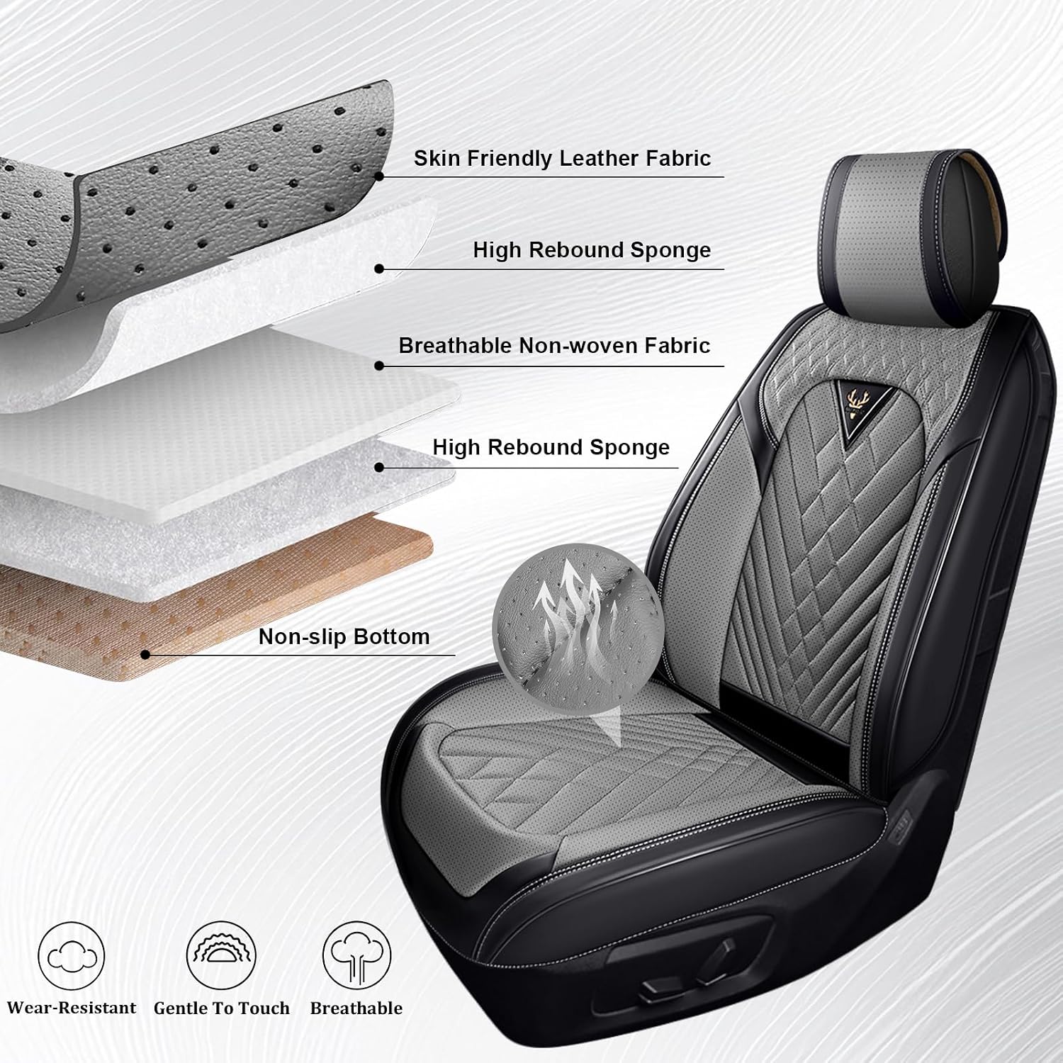 Dodge Ram Truck Seat Covers Custom for 2002-2026 1500 2002-2026 2500/3500 Crew Double Mega Quad Cab Bighorn Laramie Tradesman Classic Full Set Seat Covers Protectors(Standard 5 Seats/Black Gray)