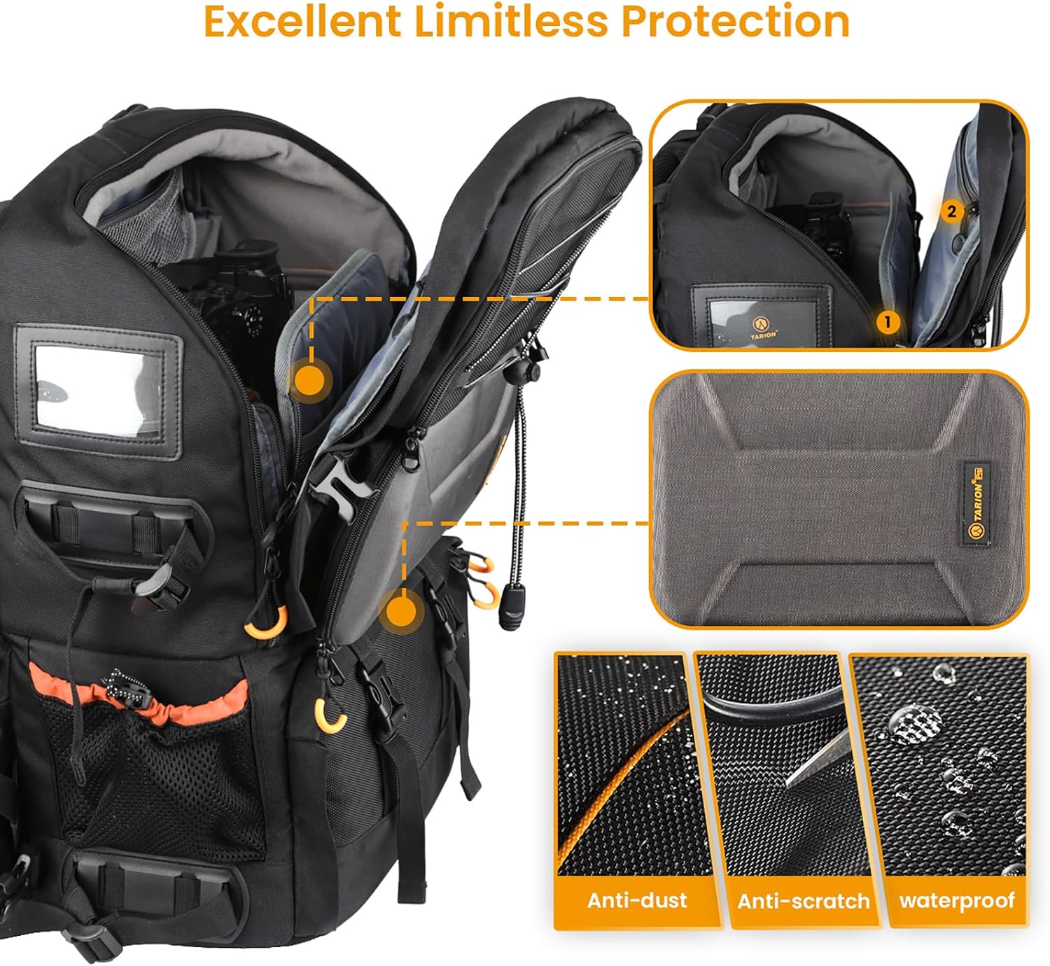 TARION 27L Extra Large Camera Backpack - 2 in 1 Professional Camera Bags for Photographers with 15.6' Laptop Compartment & Waterproof Raincover & Tripod Holder (PB01)