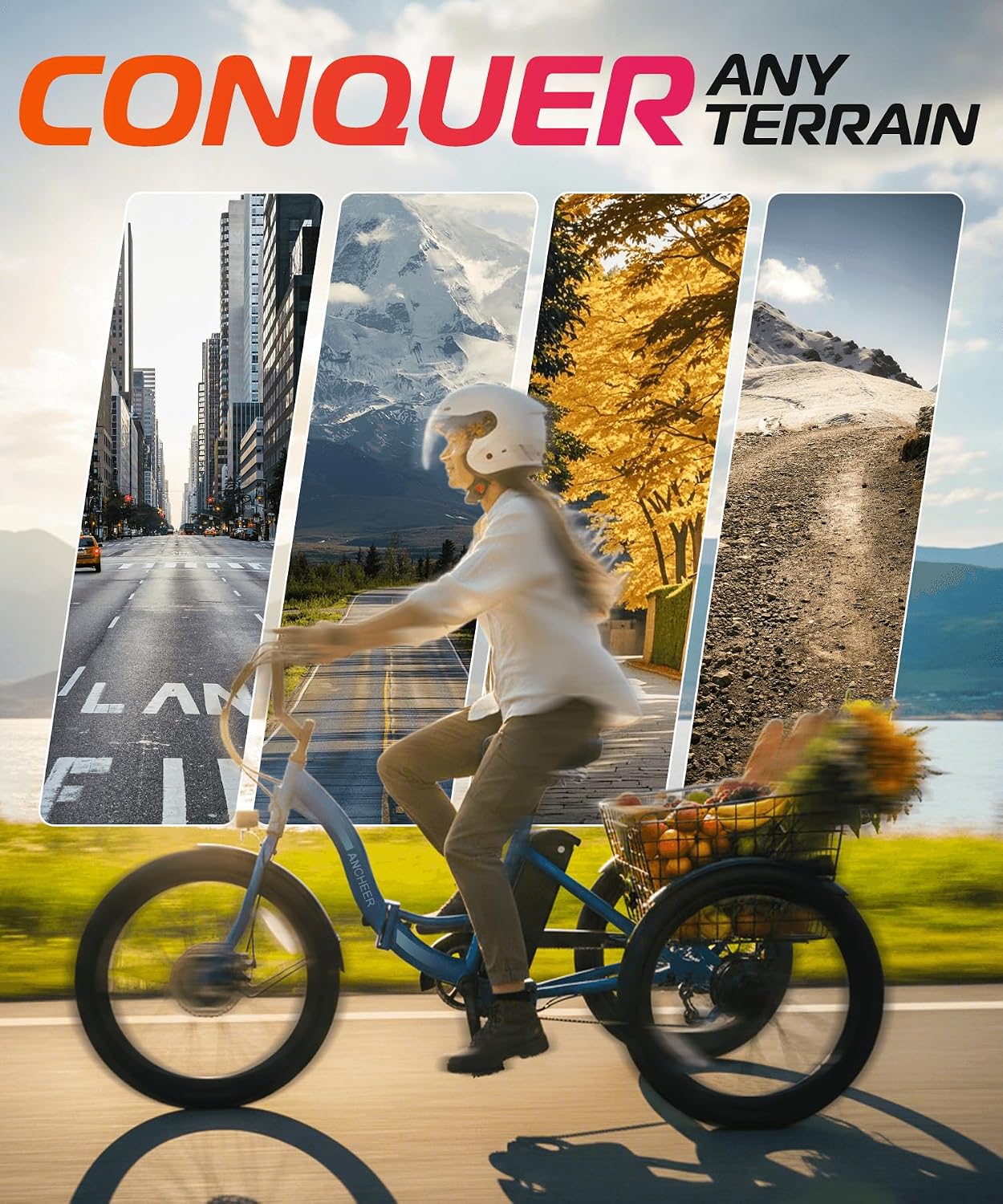 ANCHEER Electric Tricycle for Adults, Peak 600W Folding Electric Trike, 24' 499Wh Ebike for Seniors, 15.5MPH Electric Bike, Removable Battery, 3 Wheel, LCD, Rear Differential, Basket