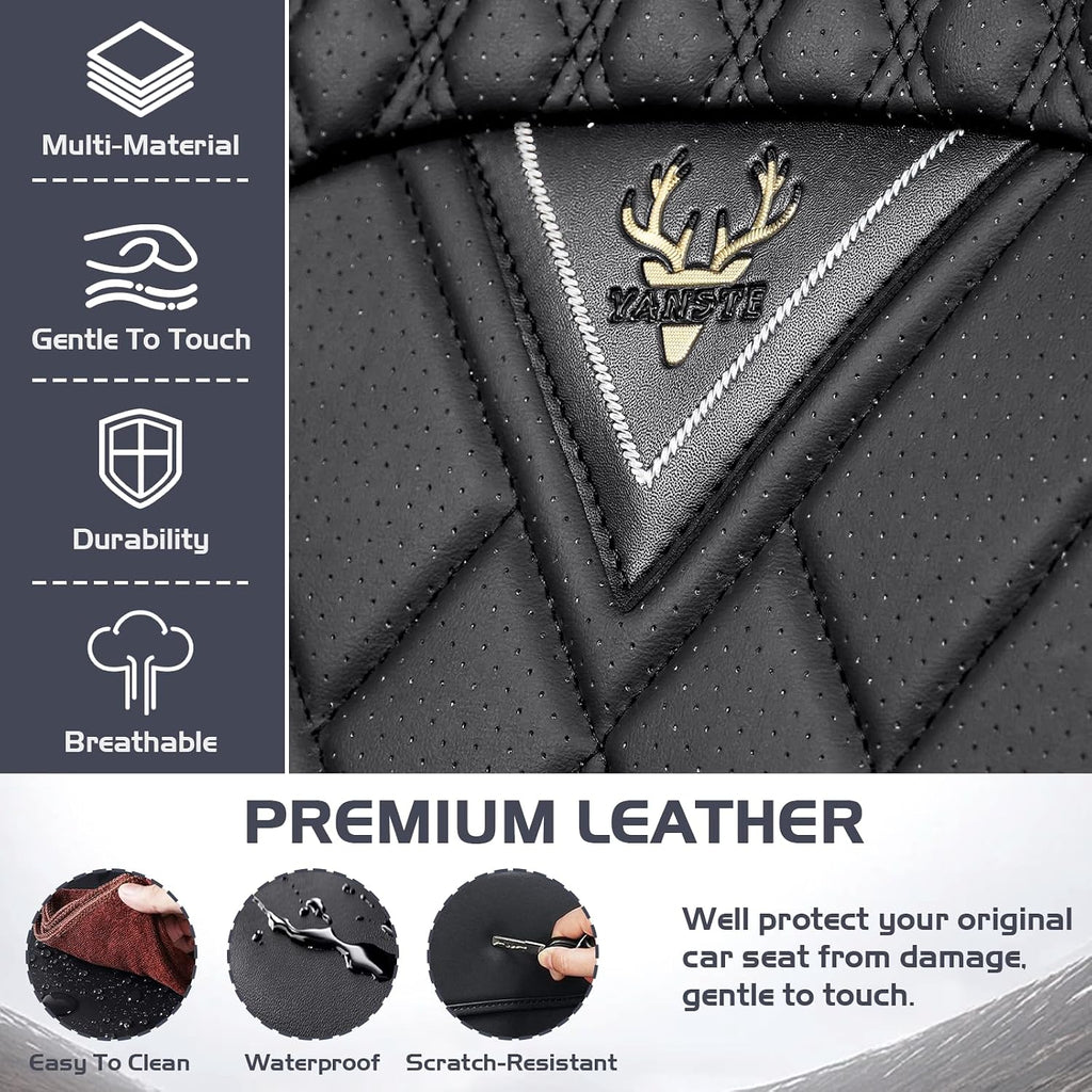 Car Seat Covers for Cadillac Escalade 2002-2026, Waterproof Nappa Leather Full Set Seat Cover, Anti-Slip and Comfortable Automotive Seat Protector&Accessories(Black)