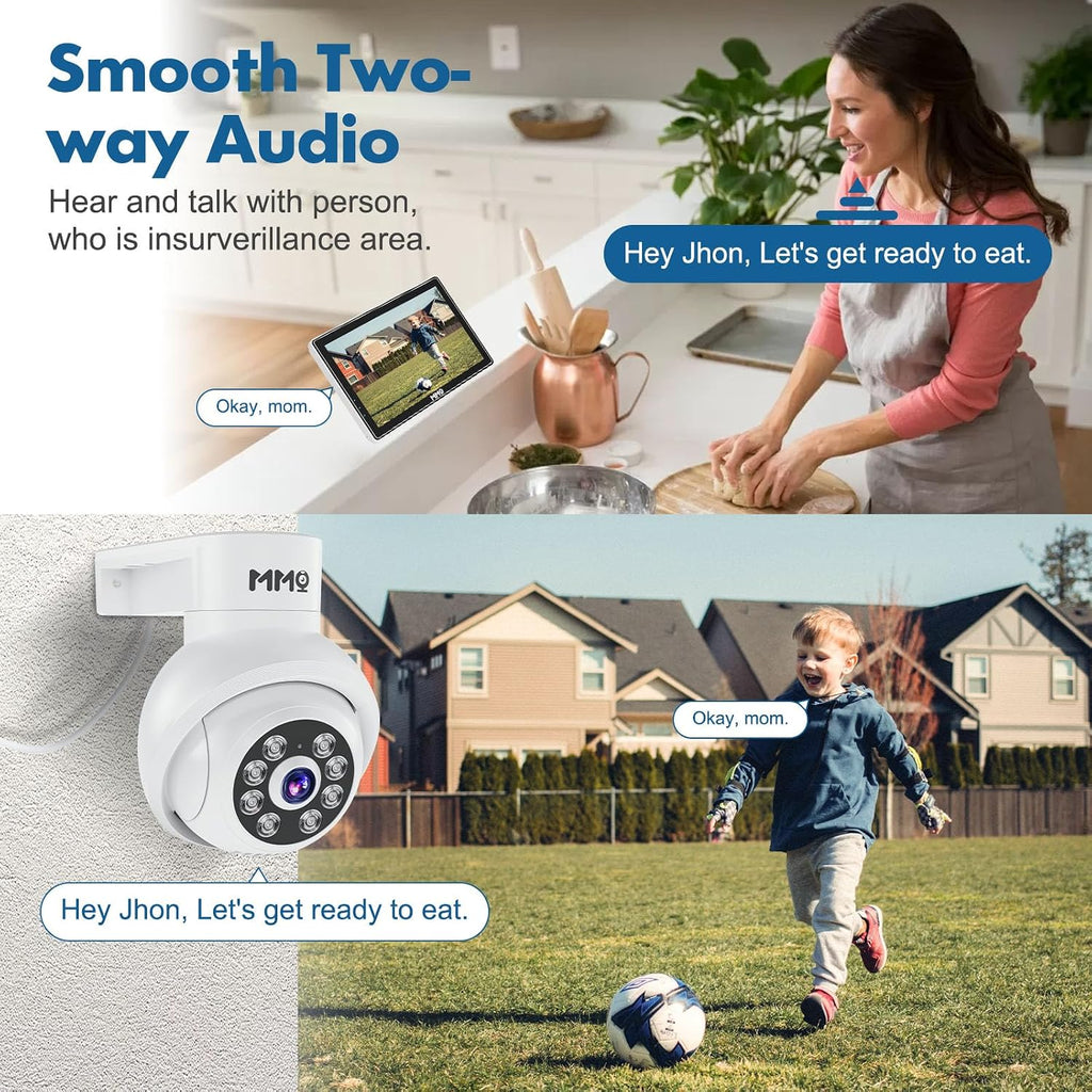 【Wireless Pro, 3K &10CH】5MP Security Cameras Wireless Outdoor with 10.1' LCD Monitor, 4PCS WiFi PTZ Security Cameras with 4K NVR for Home Surveillance,1TB HDD, Auto Track, 2-Way Audio,Motion Alert,5G