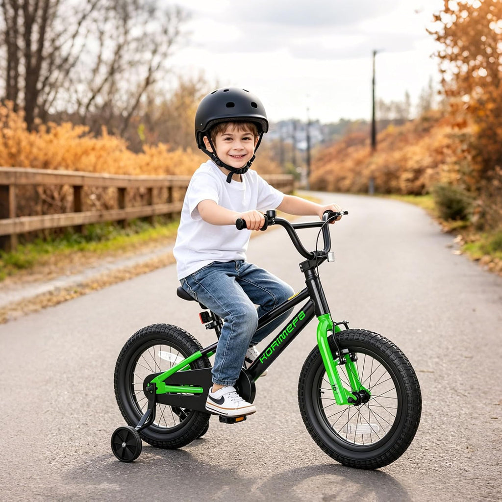 KORIMEFA Kids BMX Bike for 2-8 Years Old, 12 14 16 Inch Coaster Brake Bicycle with Removable Training Wheels, Children Bike for Little Boys & Girls, Rider Height 33-50 Inch