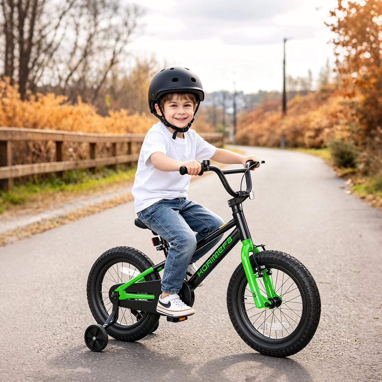 KORIMEFA Kids BMX Bike for 2-8 Years Old, 12 14 16 Inch Coaster Brake Bicycle with Removable Training Wheels, Children Bike for Little Boys & Girls, Rider Height 33-50 Inch