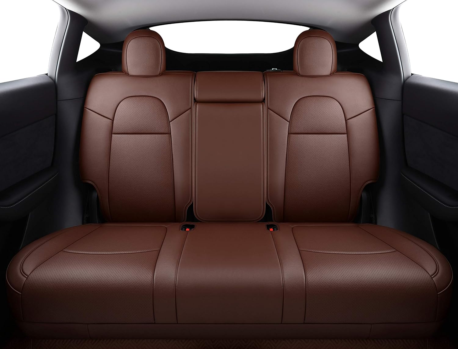 Custom Fit for Tesla Model Y 7 Seater Version the First and Second Row Car Seat Cover Original Synthetic Napa Leather Protector for 2020 2021 2022 2023 2024 (7 Seat 2 Rows Napa Brown)