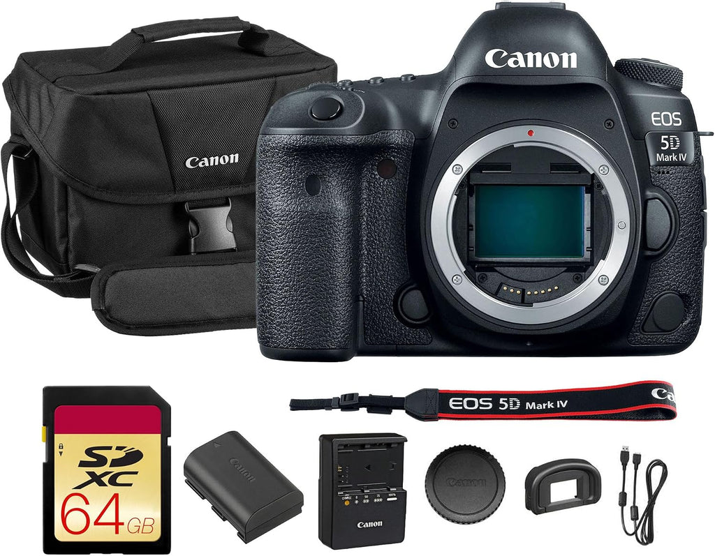 Canon EOS 5D Mark IV DSLR Camera (Body Only) – Full-Frame 30.4MP DSLR with 4K Video, Dual Pixel AF & Built-in Wi-Fi (1483C002) + Canon Shoulder Bag + 64GB Memory Card