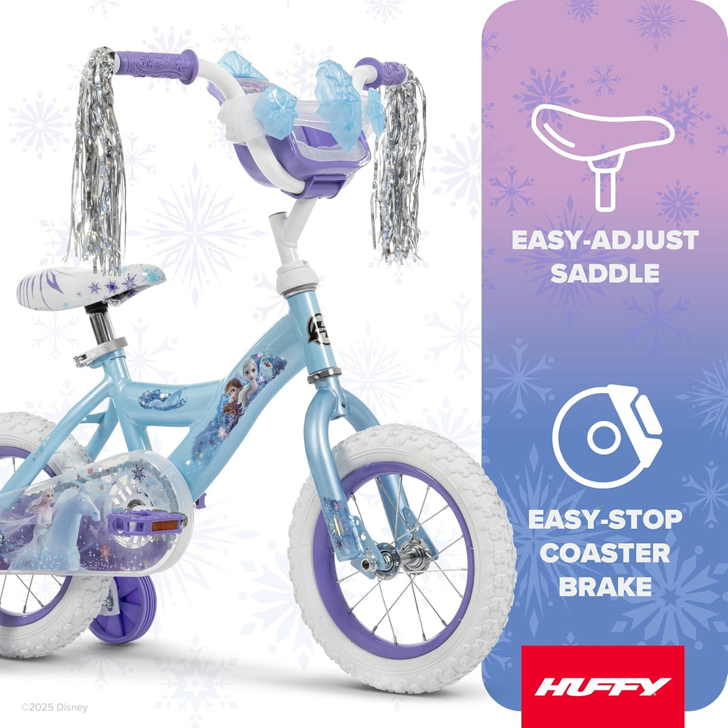 Huffy Disney Girls' Bikes, 12/16 Inch Sizes, Ages 3+ Years Old, Disney Princess, Minnie Mouse, Frozen Bicycles, Characters, Removable Training Wheels, Streamers, Easy Assembly, Durable, Safe