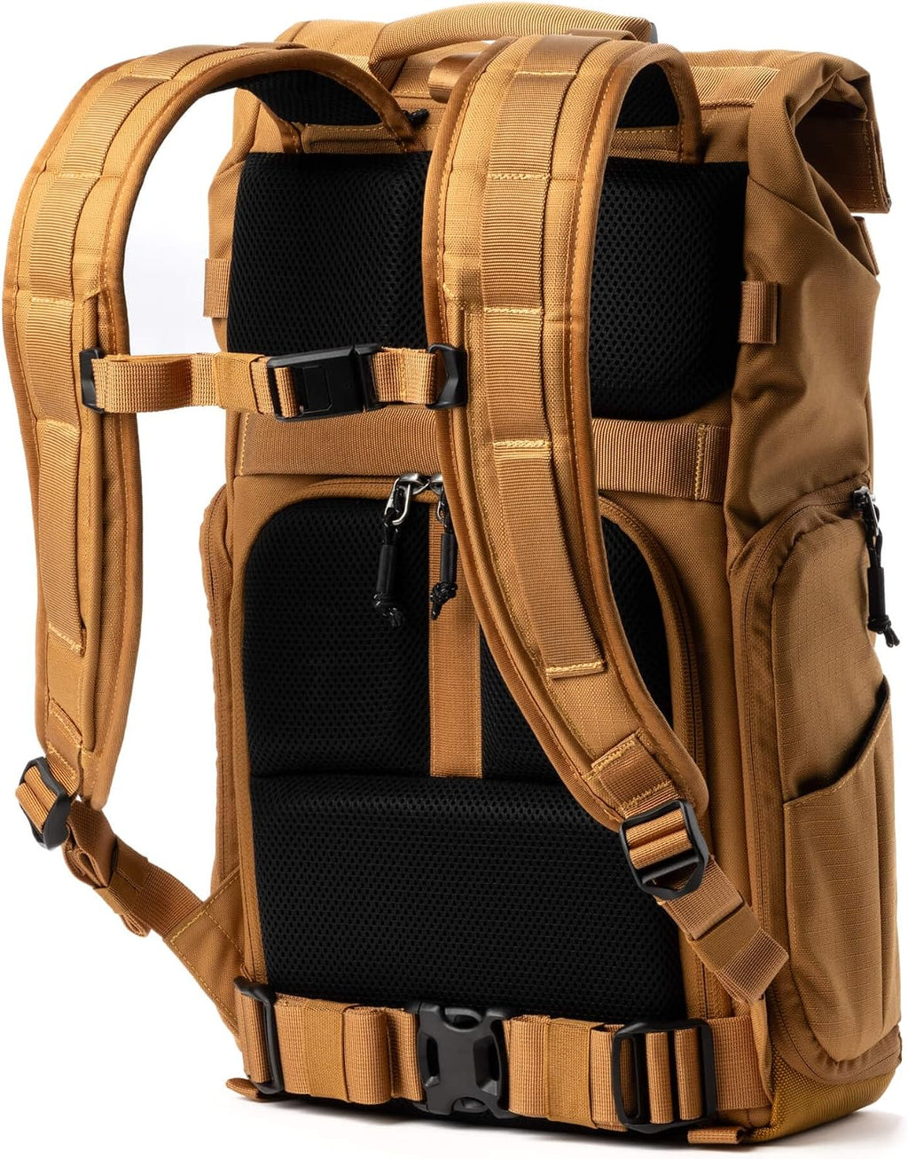 Think Tank FocusPoint 22L RollTop Camera Backpack - Golden Hour: Expandable Travel & Camera Backpack with Laptop Sleeve, Quick Side and Back Access, Rain Cover – Versatile Photography & Travel Bag