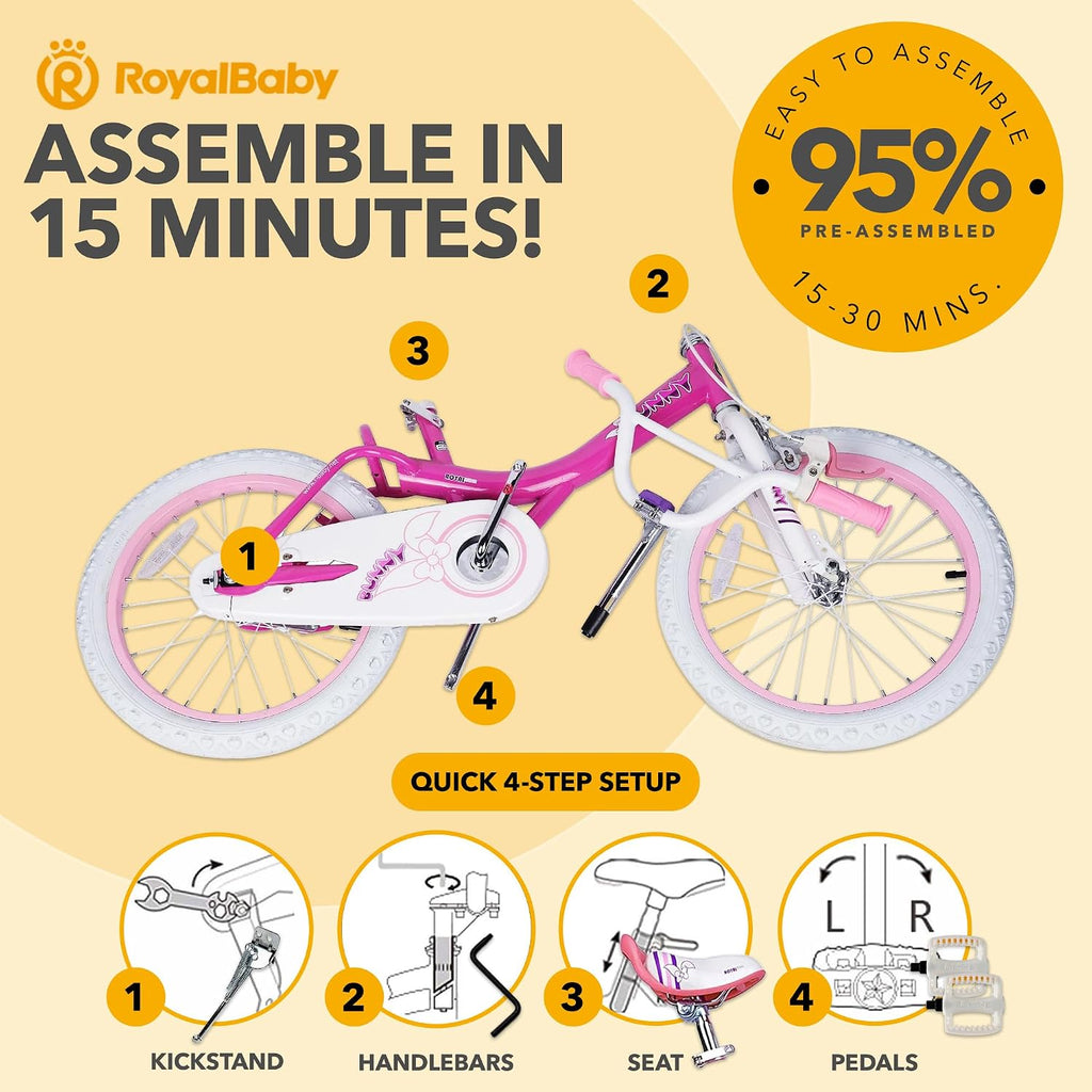 Royalbaby Princess Girls Kids Bike 12 14 16 18 20 Inch Children Bicycle with Basket for Age 3-12 Years