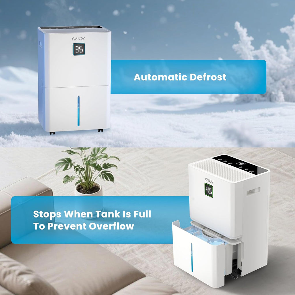 Candy 5500 Sq. Ft Dehumidifier for Basement, Max 100 Pint/Day Large Dehumidifiers for Home with Drain Hose, 1.45 Gallons Water Tank, Intelligent Humidity Reminder with Wifi & Alxea Control