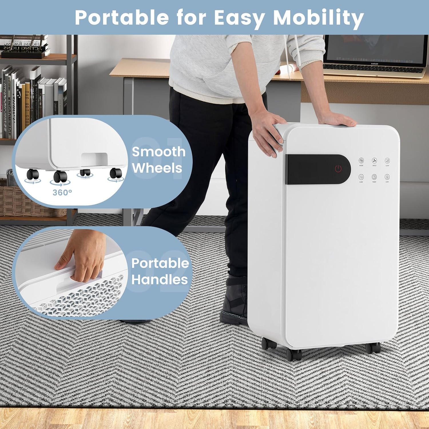 ARLIME 2500 Sq. Ft Dehumidifiers for Home, 32 Pints Smart Dehumidifier with Drain Hose, 3-Color Indicator Light with Auto Defrost & Child Lock, Dehumidifier for Bedroom, Basement, Garage, Bathroom