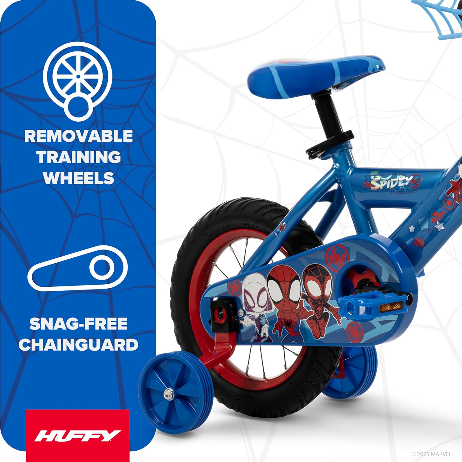 Huffy Disney and Marvel 12/16 Inch Boy's Bike for Kids, Multiple Color Options and Designs Available, Ideal for Ages 3+ Years Old, Removable Training Wheels, Adjustable Seat, Simple Coaster Brake