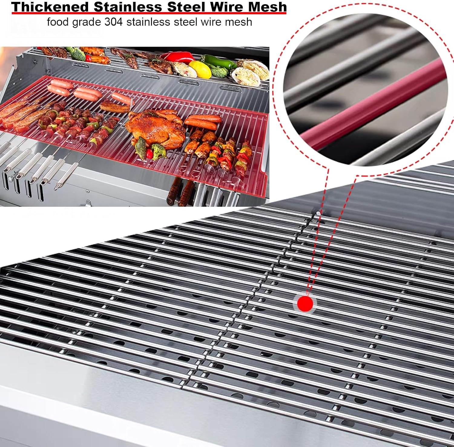 Built-In Stainless Steel Charcoal Grill for Outdoor Kitchen,28 Inch Large Charcoal BBQ Grills with Liftable Tray,Insulated Hood,Temperature Gauge & Cover for Camping,Patio,Park(Glass Square Lid)