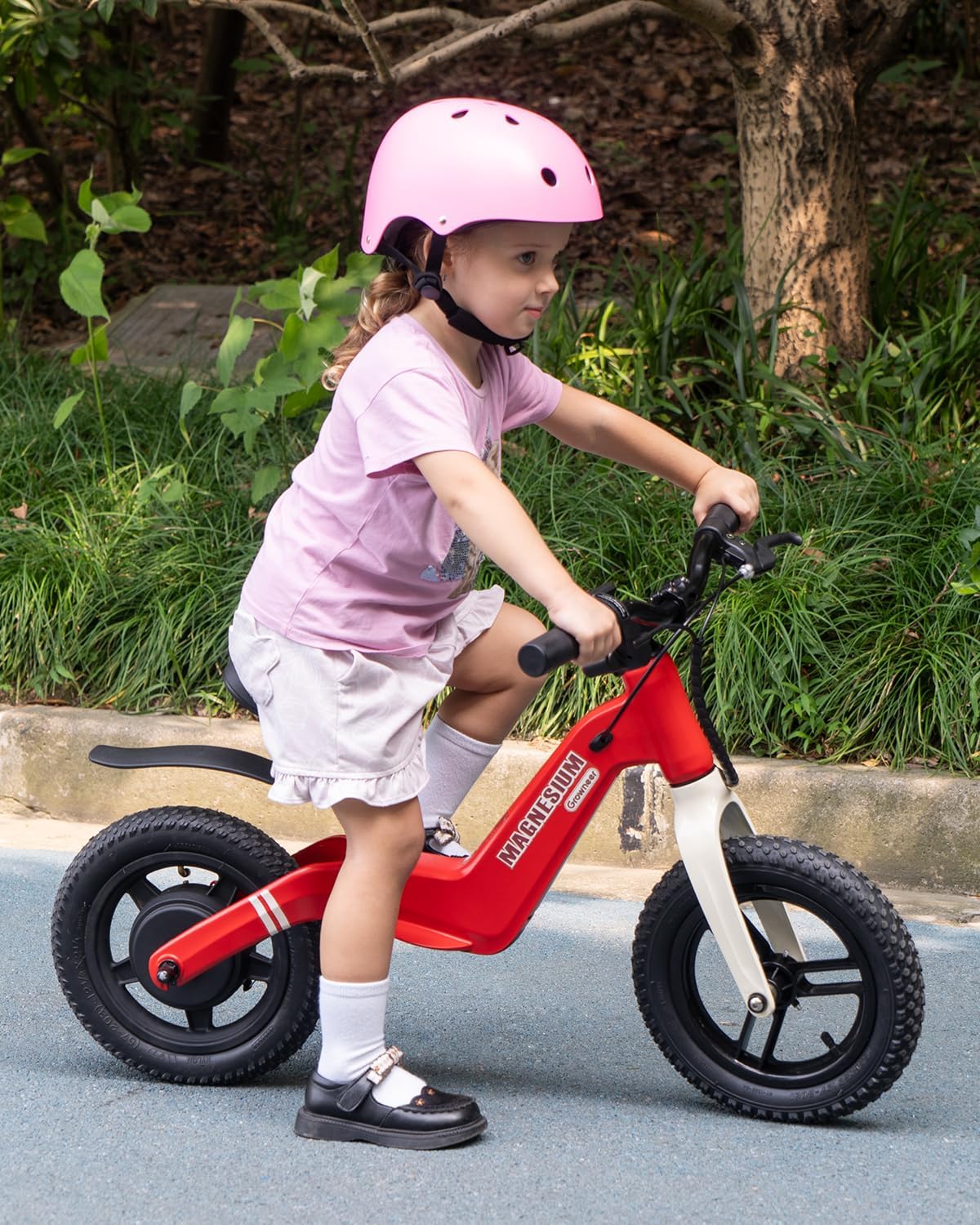 GROWNEER Electric Balance Bike for Kids, 12/14 Inch Tires, Ages 3-6, Lightweight Magnesium Alloy Frame, 3 Speed Settings(3.1/6.2/9.3 MPH), Light-up Front Tire & Adjustable Seat, Toddler Electric Bike