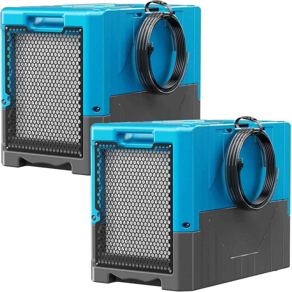 190Pints Commercial Dehumidifier for Basements with Pump Drain Hose, LGR Dehumidifiers with Wheels, Crawl Space Ddehumidifier for Basement, Warehouse and Garages Up to 6000 Sq, Blue-2026 Upgraded-2PC
