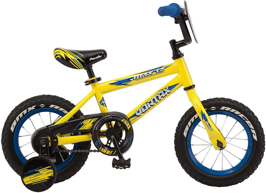 Pacific Vortax Bike, 12, 16 or 20 Inch Bike for Kids Ages 1-13, Steel BMX Frame, Adjustable Seat Grows with your Child, Removable Training Wheels, Hand & Coaster Brake, Easy Assembly, Training Bicycle