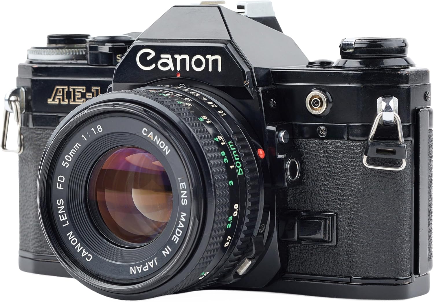 Canon AE-1 35mm SLR Film Manual Focus Camera (Black) with 50MM Canon FD Mount Lens. (Renewed)
