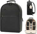 Camera Backpack Classic PU Leather with 15 Inch Laptop Compartment, Professional Camera Bag for Photographers for DSLR Large 20L Black