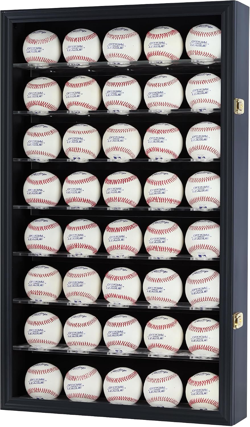 40 Hockey Puck Display Case Cabinet Holder Rack Baseball Display Case Baseball Cubes Showcase Cabinet with UV Protection Door Lockable, Black Finish Frame