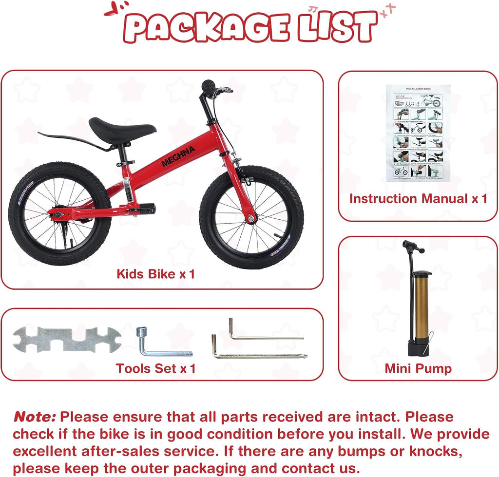 ZUKKA Toddler Balance Bike 2 in 1 with Detachable Training Wheels 14 Inch Kids Bike Aged 3-7 Years Old with Adjustable Seat Handlebar and Coaster Brake for Boys Girls