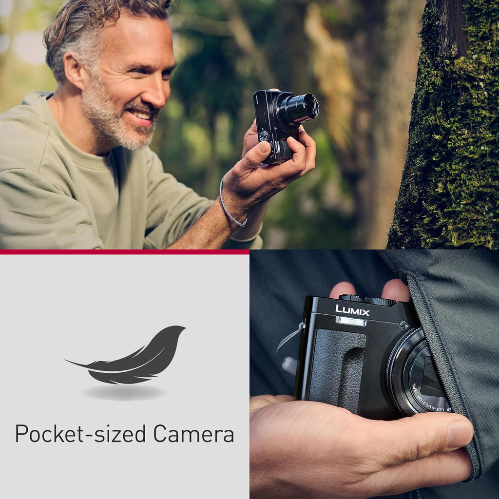 Panasonic LUMIX ZS99 Point and Shoot Camera, Compact with 30x Optical Zoom (24-720mm), 4K Video/Photo, Great for Travel and Concerts, Black