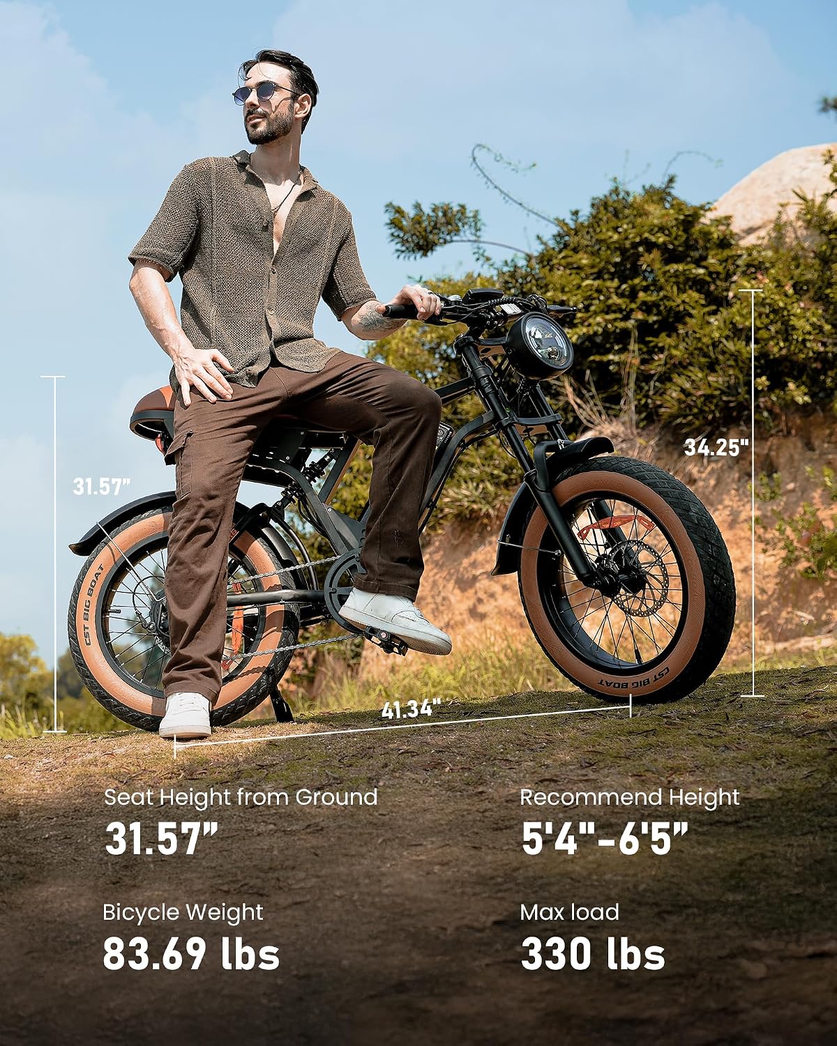 Electric Bike Adults 1000/1500W Ebike28/35MPH, 55-85 Miles Electric Motorcycle with 13/20AH Battery, 20' Fat Tire Electric Dirt Bike 7-Speed E-Bike Full Suspension, GPS Location (iOS Compatible)