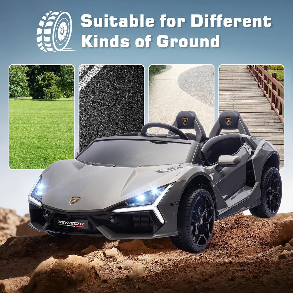 Oryxearth 2-Seater Ride on Car 24V Electric Lamborghini for Kids, 2WD with PU Leather Seats w/Adjustable Safety Belt, 2 Speeds Mode, Bluetooth, Remote Control, Gifts for Children