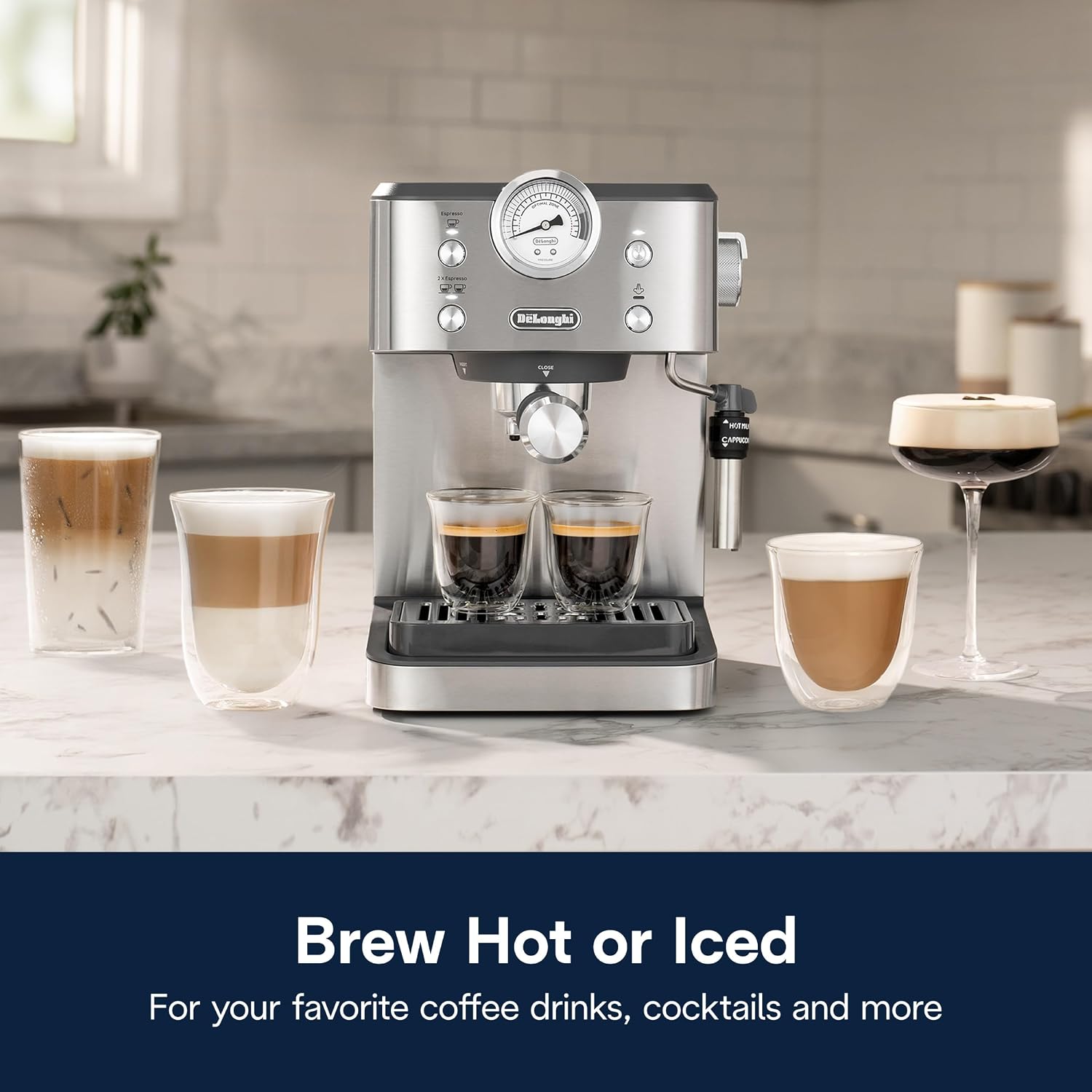 De'Longhi Classic Espresso Machine with Milk Frother, 15-Bar Pump & Temperature Control - Barista Coffee Maker Kit for Espresso, Latte, Cappuccino & Iced