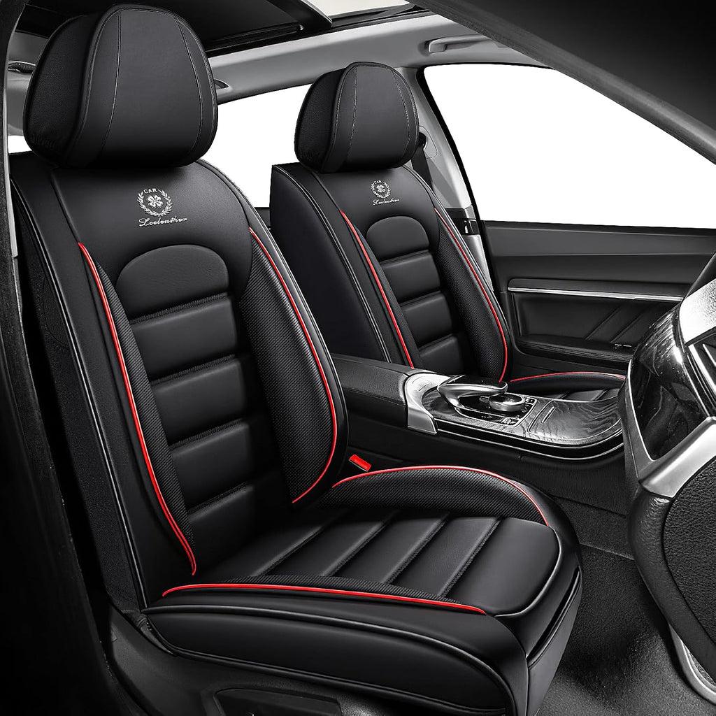 Car Seat Covers for Chevrolet Chevy Avalanche 2007-2013, Leather Auto Seat Cover Luxury Cushions Waterproof Seat Protectors (Black Red,Front Set)