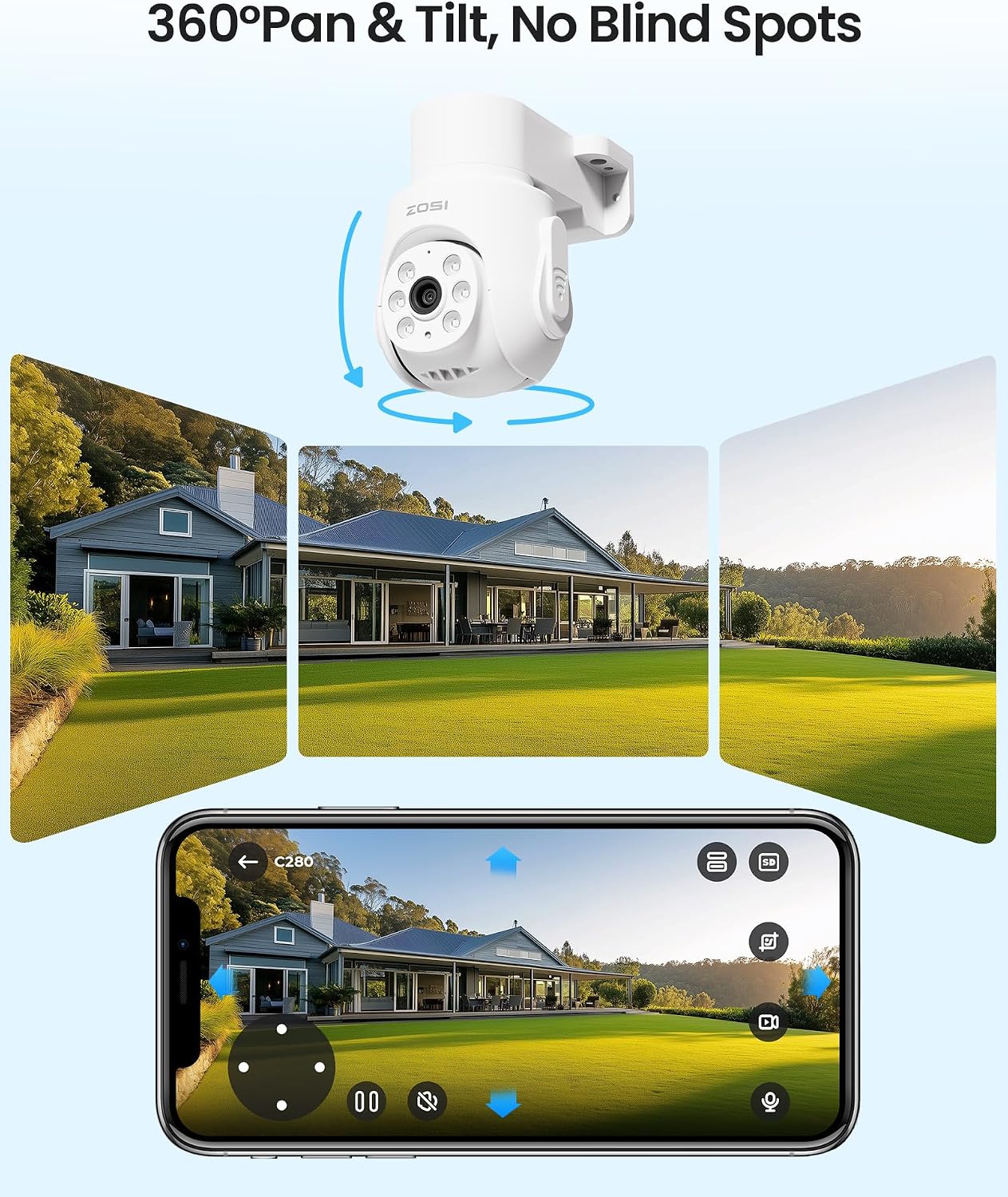 ZOSI 5MP Wired Security Camera System,4pcs 1080p Pan/Tilt 360°View Indoor Outdoor Camera,AI Human Vehicle Detection,Night Vision,Audio Recording,H.265+ 8CH DVR with 500GB HDD for 24/7 Surveillance