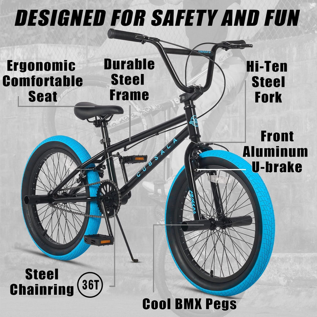 cubsala Freestyle BMX Bike, 18 20 Inch Kids Bicycle for 5-13 Years Old Kids and Beginner Level Rider, Multiple Colors