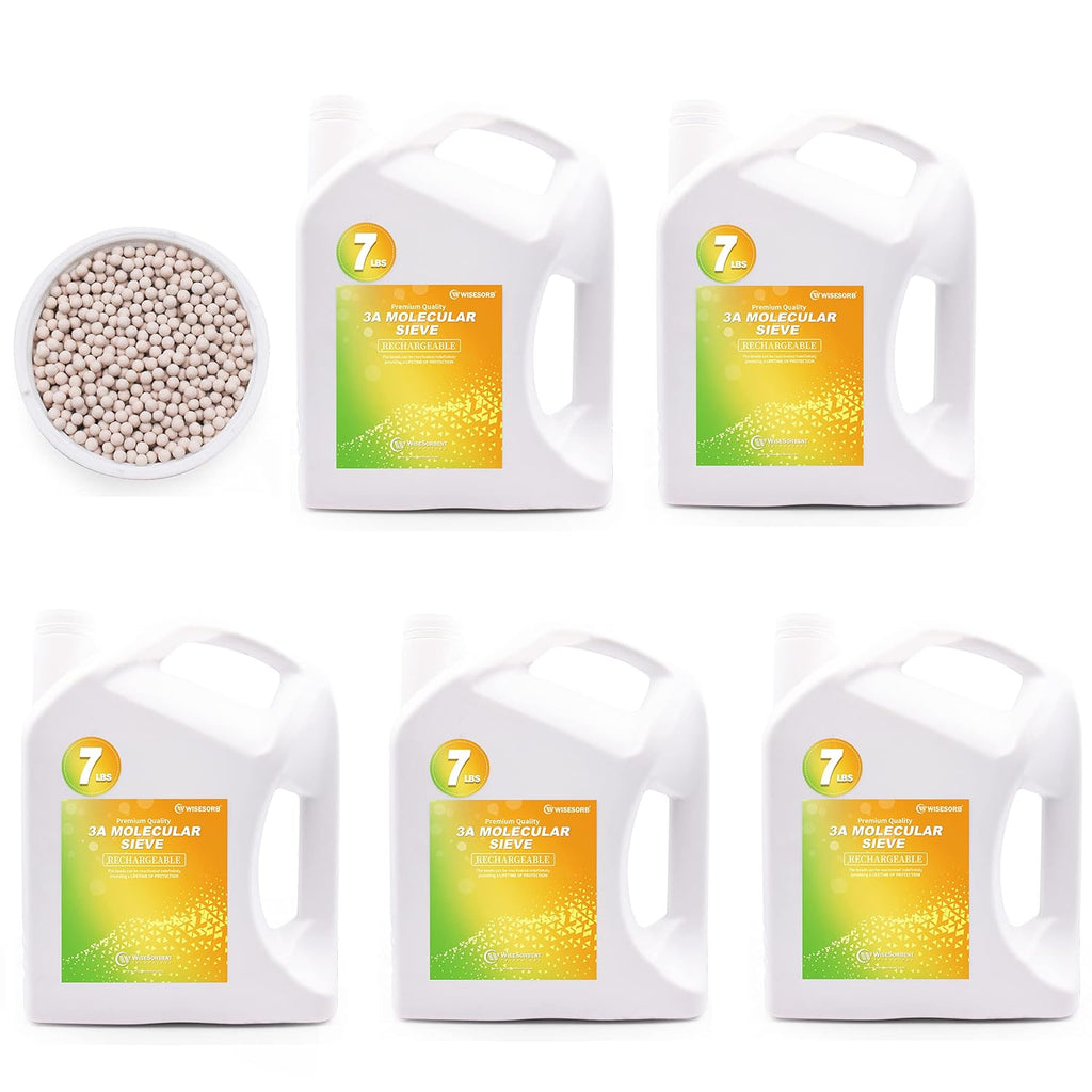 Wisesorb 3A Molecular Sieve Desiccant Beads, 35 LBS Dehumidifier Moisture Absorbers, 5 Pack of 7 LBS