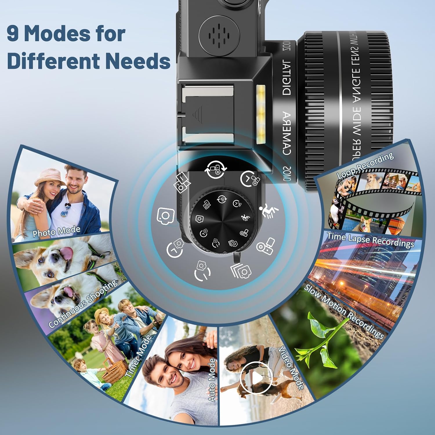 6K Digital Camera for Photography - WiFi 64MP Vlogging Cameras for YouTube with 3' 180° Flip Screen, 16X Digital Zoom Autofocus Vlog Travel Camara with 32GB SD Card, 2 Batteries and Double Charger