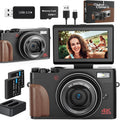 TURE 48MP 4K Digital Camera for Photography & YouTube Vlogging - 18X Zoom UHD Autofocus Video Camera with 3' 180° Flip Screen, 32GB TF Card & 2 Batteries - Compact Travel