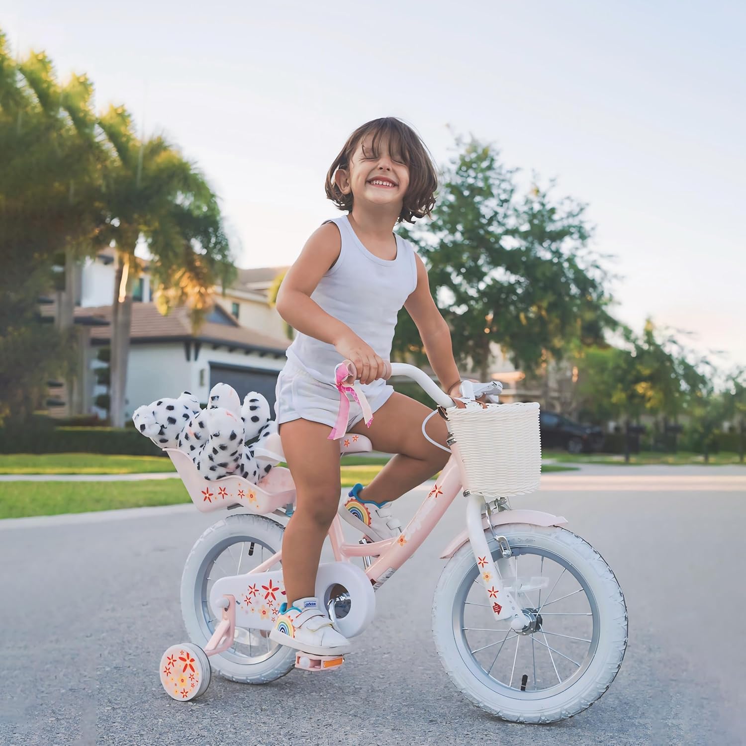 JOYSTAR Unicorn Kids Bike for Girls Ages 2-9 Years Old, 12 14 16 18 Inch Kids Bike with Training Wheels, Doll Seat, Streamers and Basket, Toddler Girl Bicycle, Multiple Colors