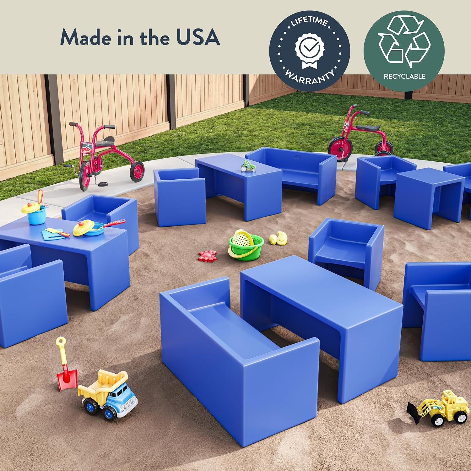 Children's Factory 3-in-1 Cube Chair for Kids, Flexible Seating Classroom Furniture,Polyethylene, 4-Pack, Elements Colorway