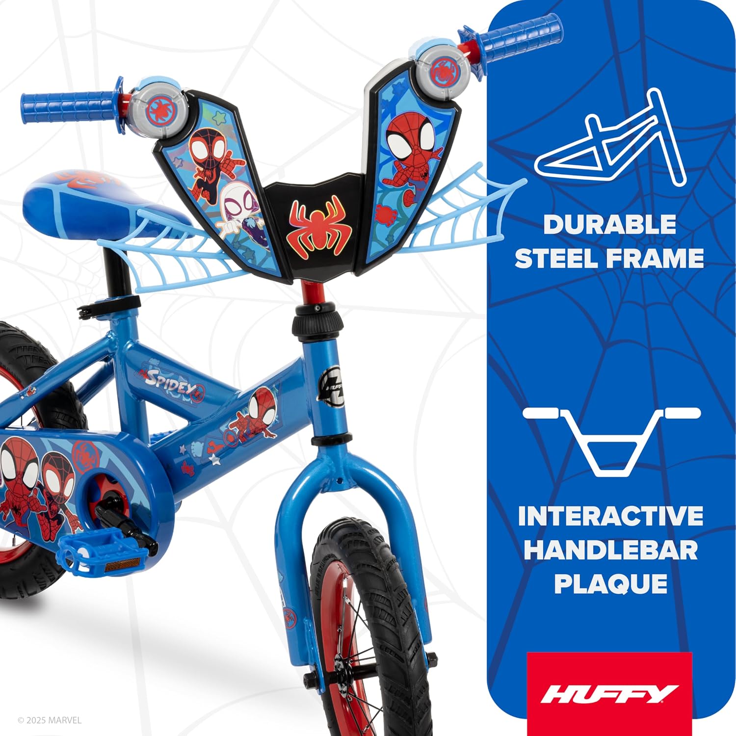 Huffy Disney and Marvel 12/16 Inch Boy's Bike for Kids, Multiple Color Options and Designs Available, Ideal for Ages 3+ Years Old, Removable Training Wheels, Adjustable Seat, Simple Coaster Brake