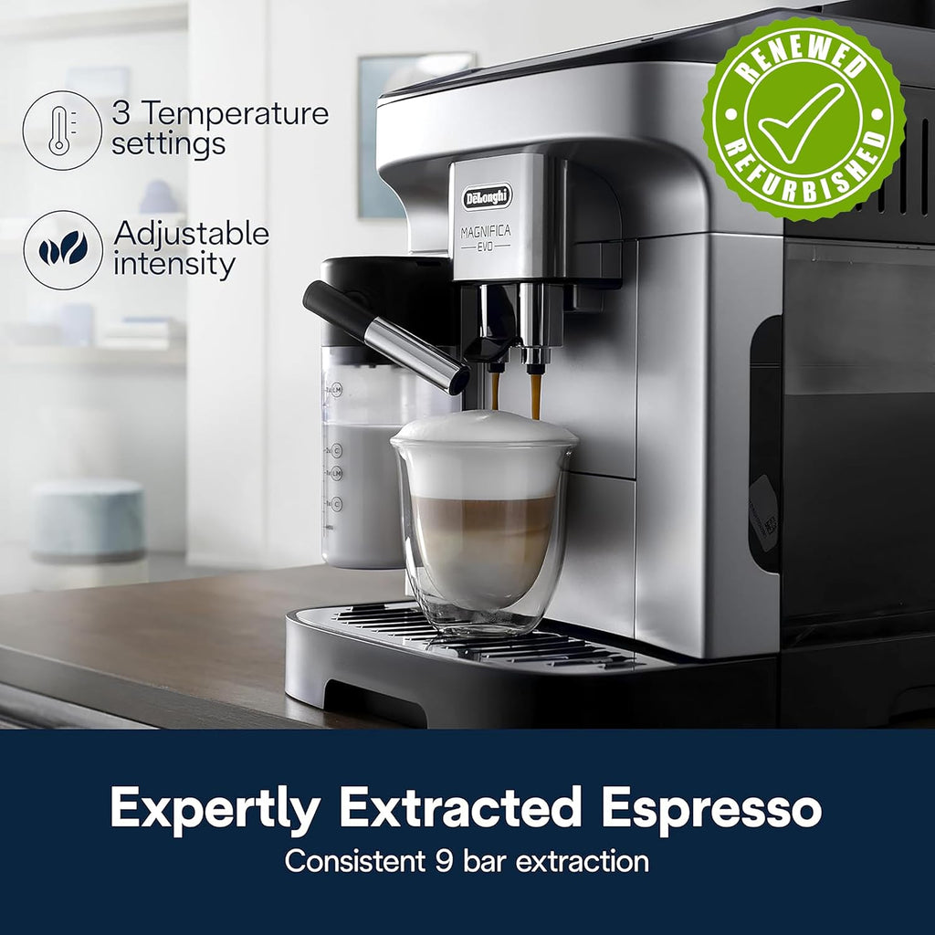 De'Longhi Magnifica Evo Espresso Machine with Automatic Frother, 7 Recipes, ECAM29084SB (Renewed)