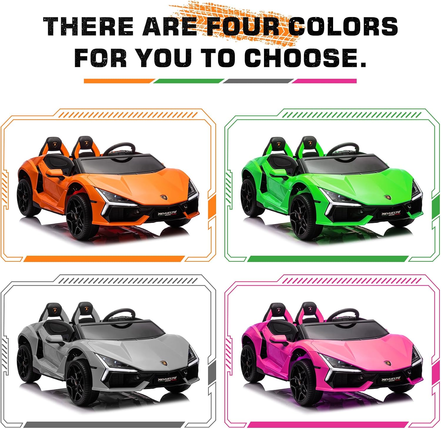 Oryxearth 2-Seater Ride on Car 24V Electric Lamborghini for Kids, 2WD with PU Leather Seats w/Adjustable Safety Belt, 2 Speeds Mode, Bluetooth, Remote Control, Gifts for Children