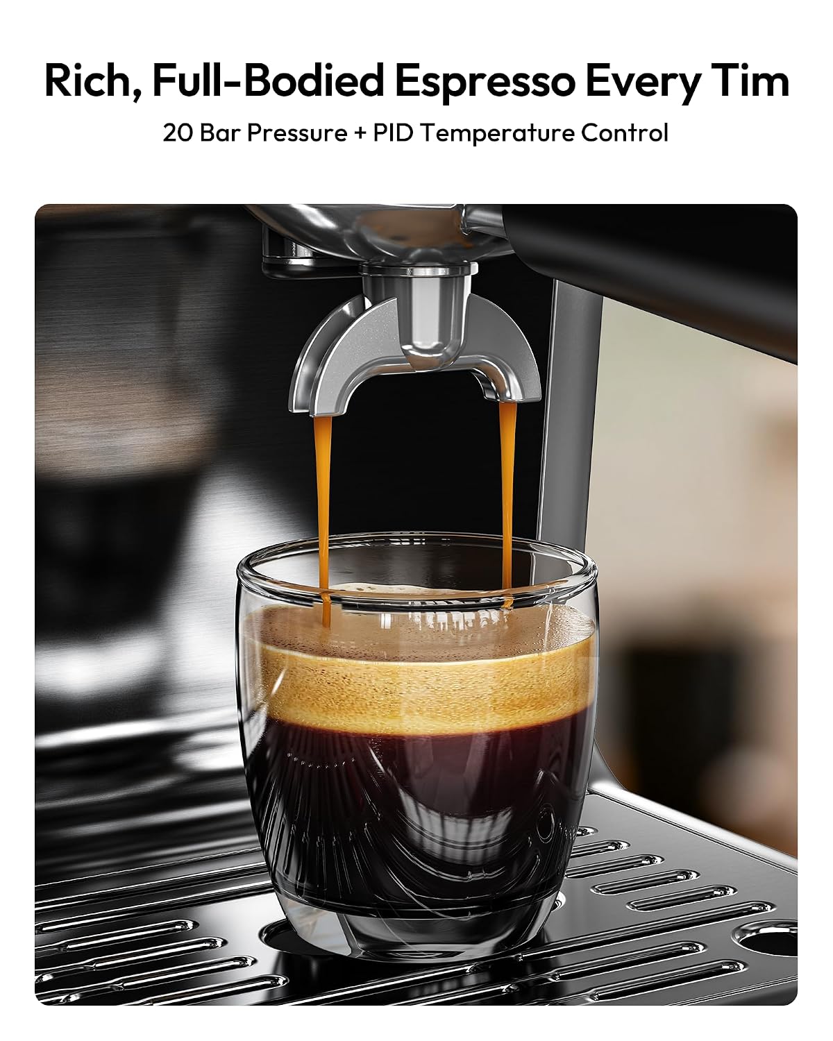 EUHOMY Espresso Machine with Grinder, 30 Grind Settings, 20 Bar Coffee Maker with 58mm Portafilter, Expresso Coffee Machines with Touch Screen for Home, Milk Frother for Latte & Cappuccino