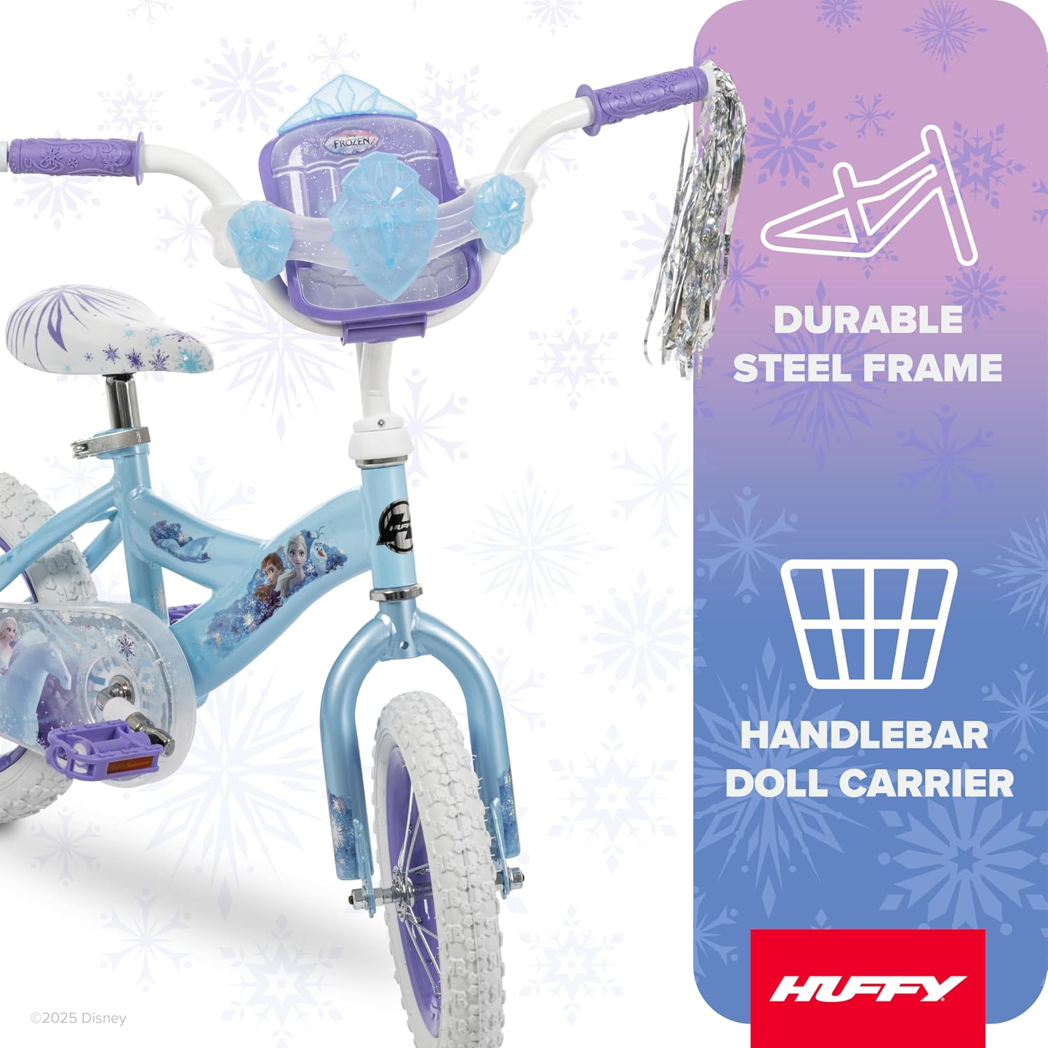 Huffy Disney Girls' Bikes, 12/16 Inch Sizes, Ages 3+ Years Old, Disney Princess, Minnie Mouse, Frozen Bicycles, Characters, Removable Training Wheels, Streamers, Easy Assembly, Durable, Safe